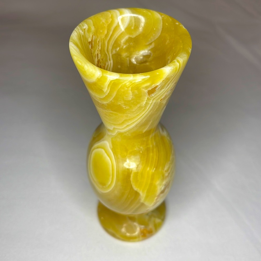 Vintage Small Onyx Vase, Bud Posy Vase, Natural Polished Stone Vase-RARE